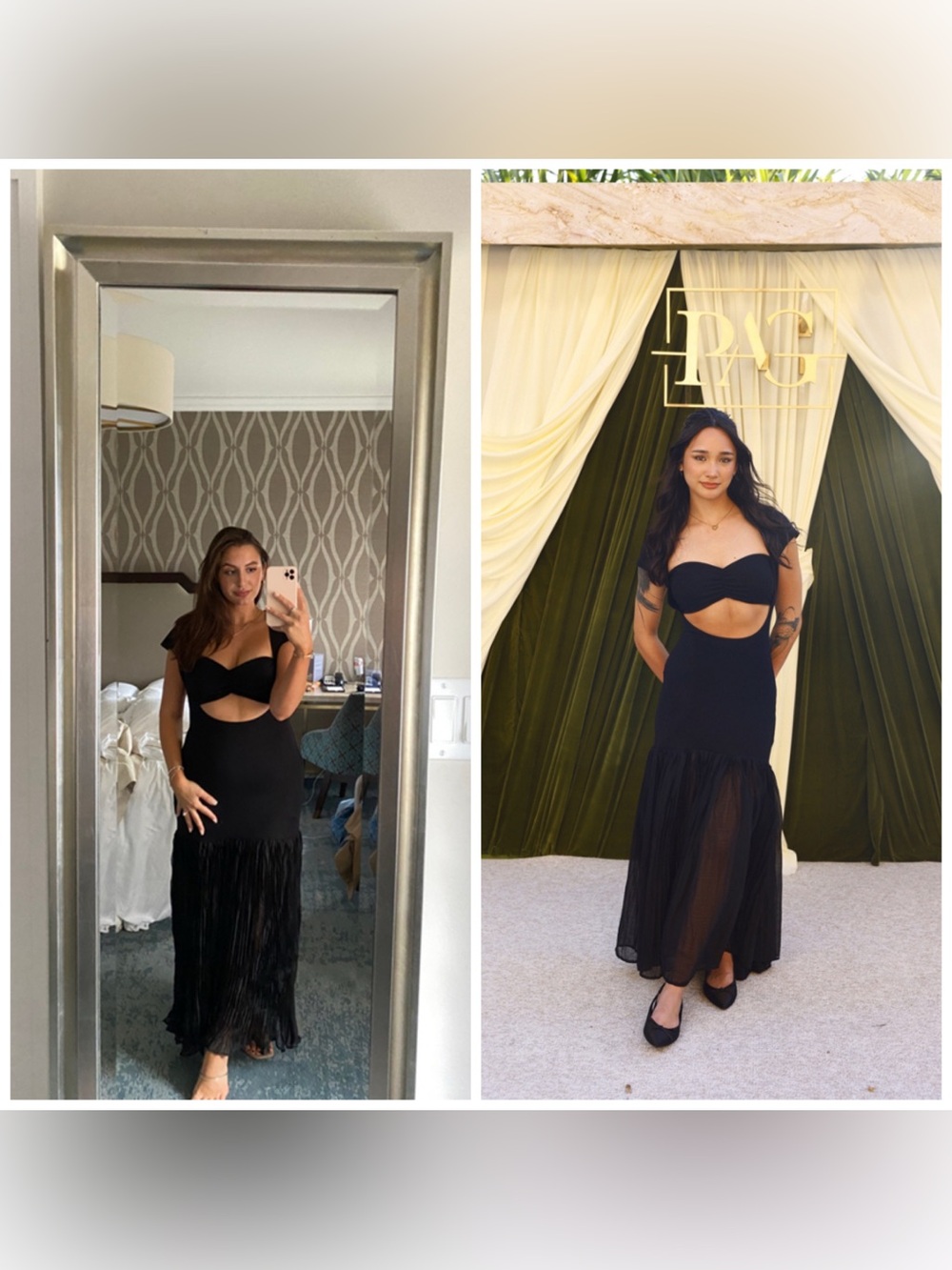 Delfi Collective Nova Dress Black Maxi Cut Out Drop Waist Medium